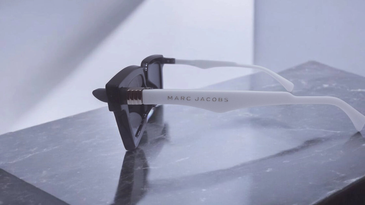 Marc Jacobs Bold Square Sunglasses - Black Frame with White Temples