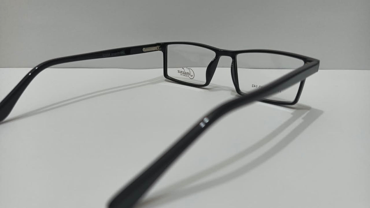Rear angled view of black Tendence T2225 rectangular eyeglasses