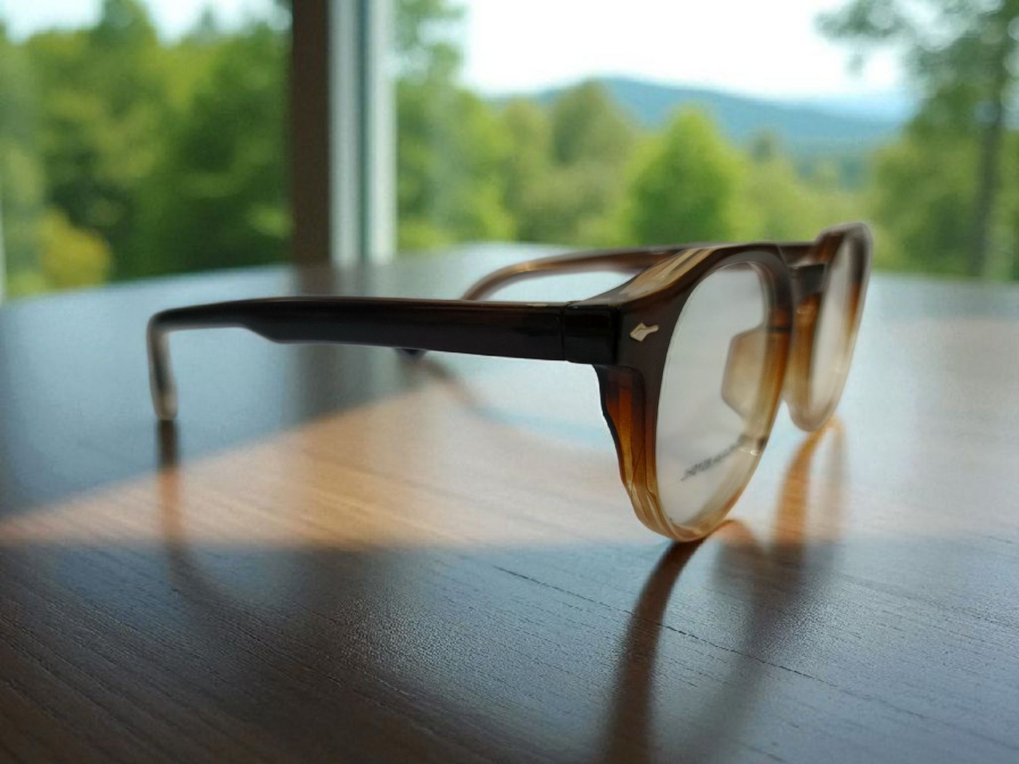 Unisex Gradient Round Eyeglasses – Stylish Brown to light Brown Frame | Bird Eye Optics