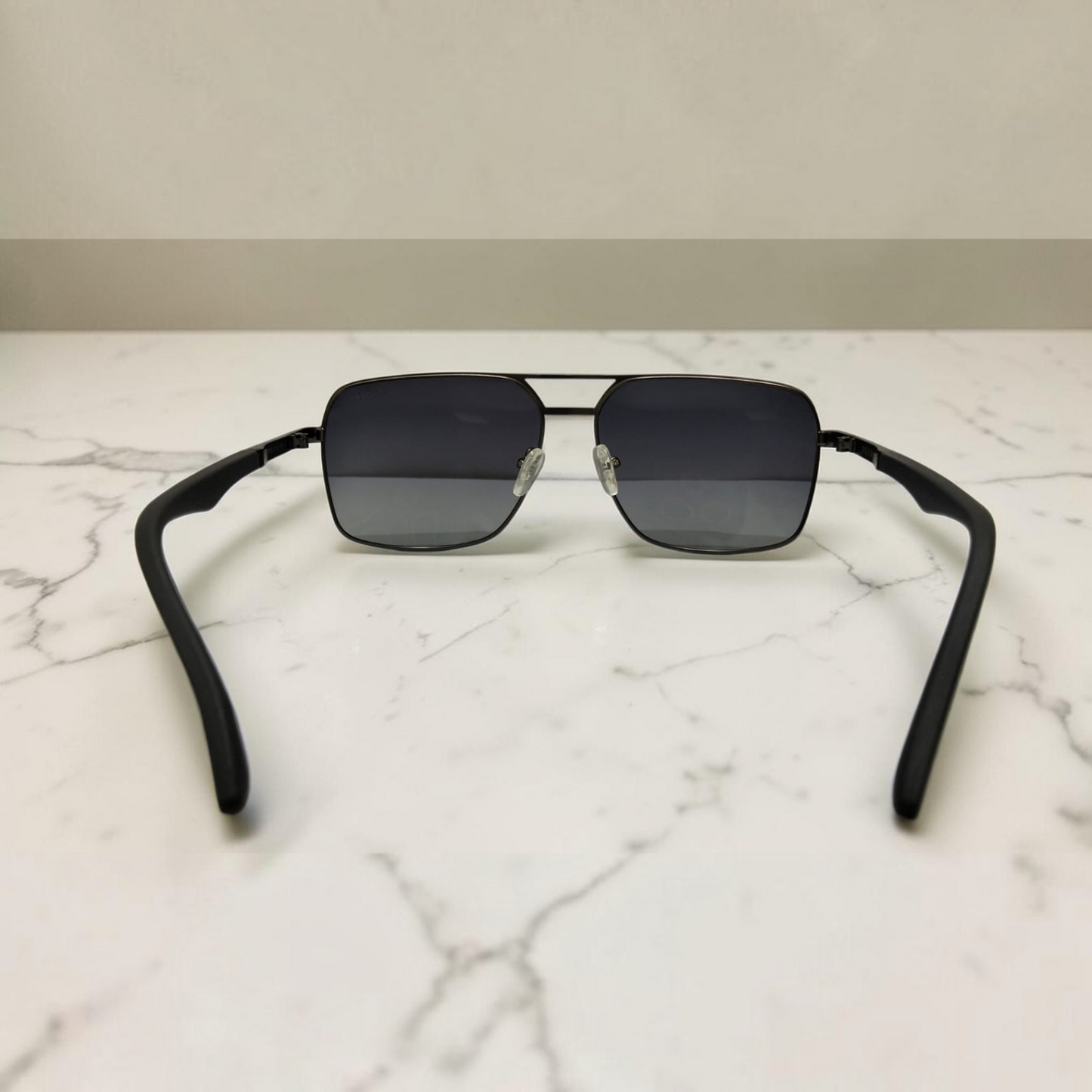 Inspiration of Prada Luxury Navigator Square Sunglasses for Men Matte Black Frame with Premium Branding Details