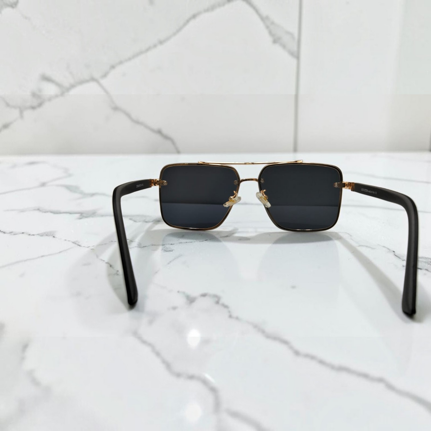 Louis Vuitton inspired Premium Golden Accented Square Navigator Sunglasses Unisex Modern Sophistication
