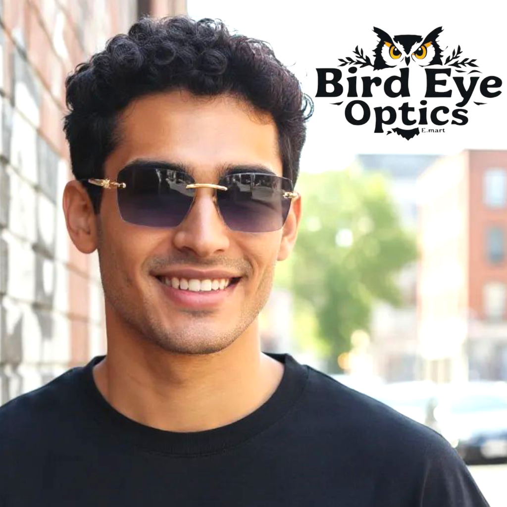 Cartier inspired Rimless Golden sunglasses by Bird Eye Optics