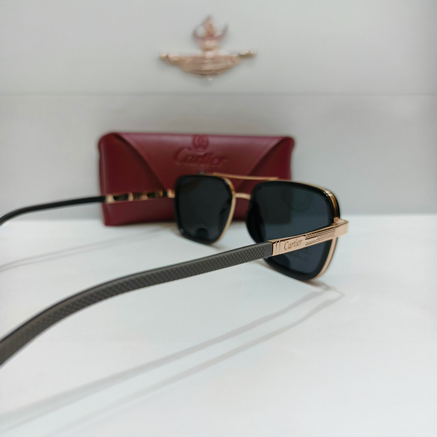 Cartier inspired Luxury Square Aviator Sunglasses Premium Golden & Black Finish