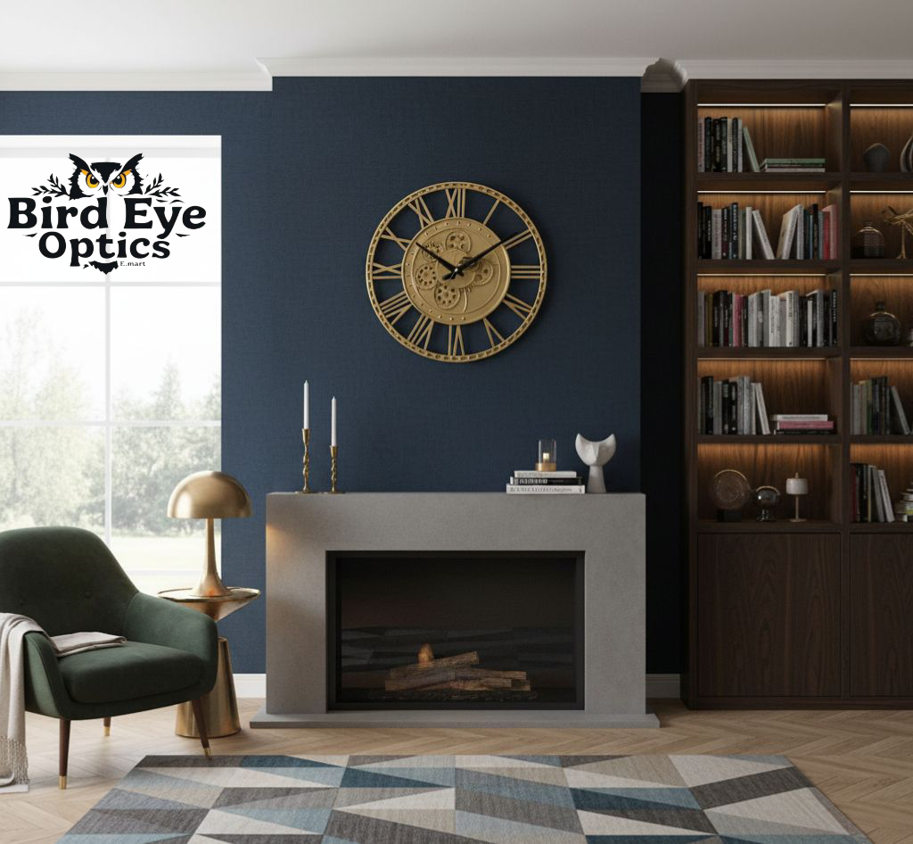 Modern Loft Golden Skeleton Clock -Metallic Roman Numeral Wall Art