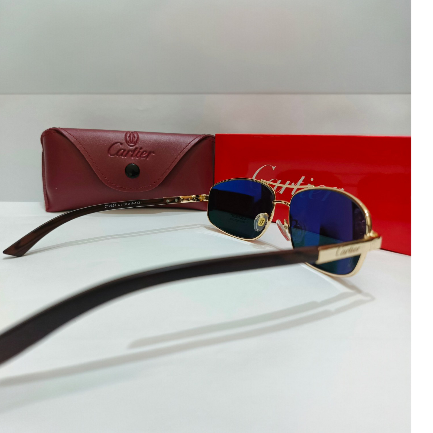 Cartier inspired Premium Golden Aviator Sunglasses with black Polarized Lenses – Unisex Luxury Style