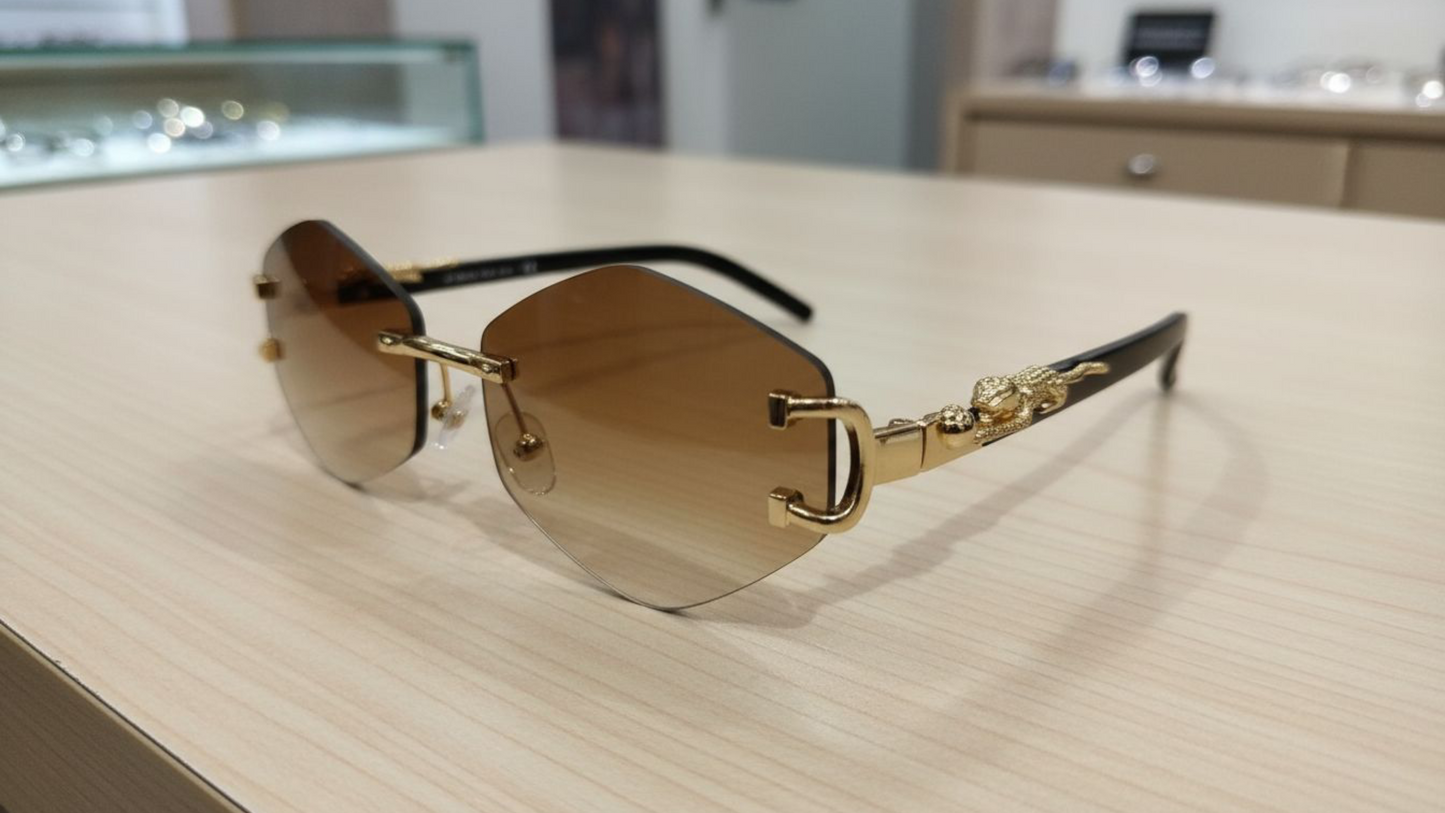 Stealth Luxe | Golden-Accent Diamond Cut brown Shades