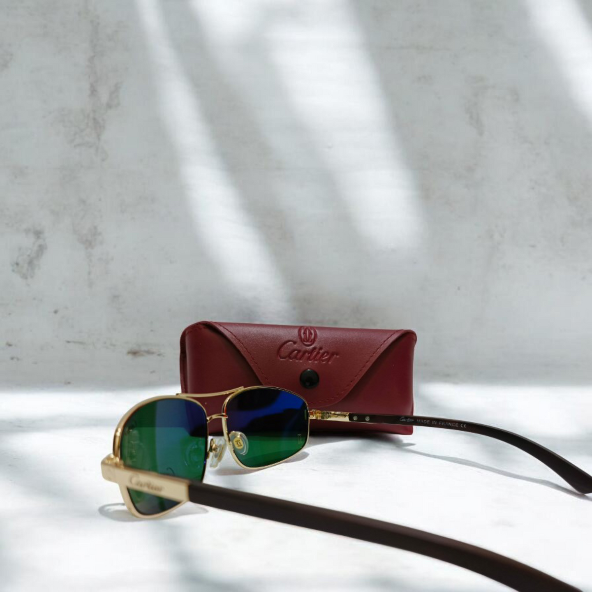 Cartier inspired Premium Golden Aviator Sunglasses with Green Polarized Lenses Unisex Luxury Style