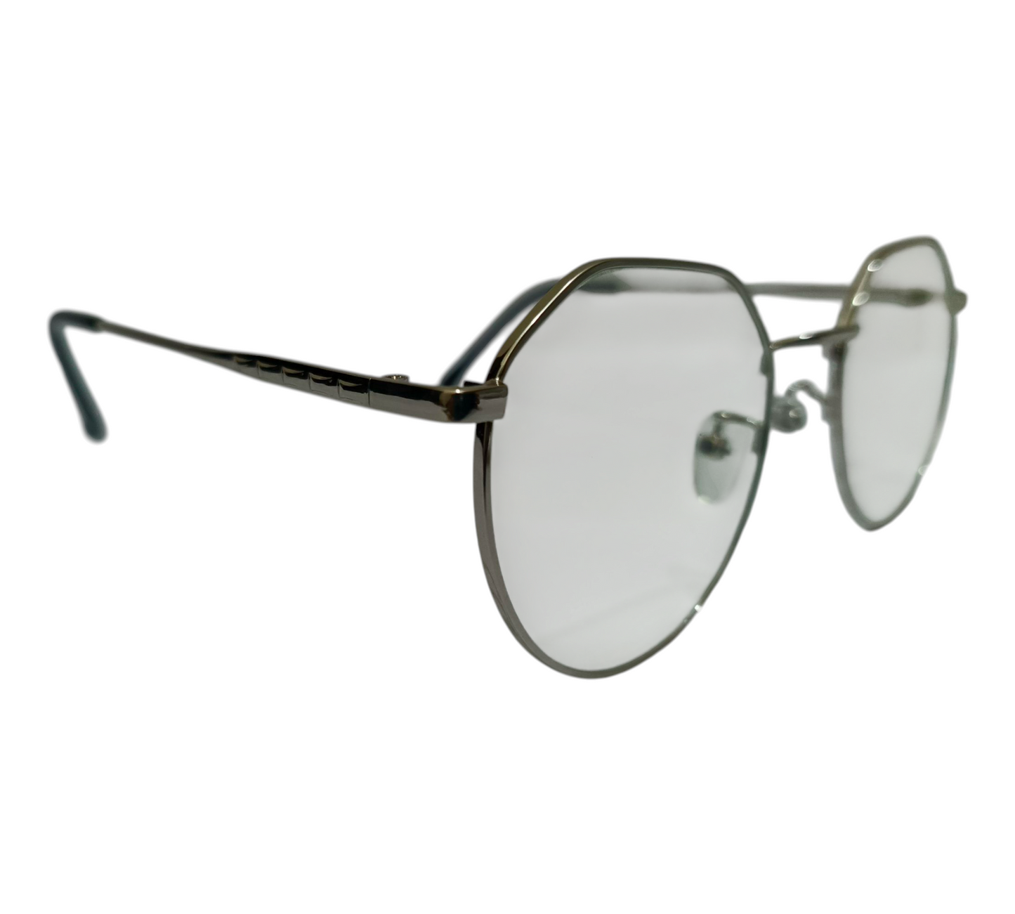 Geometric Glam: Octagon Silver Eyeglasses