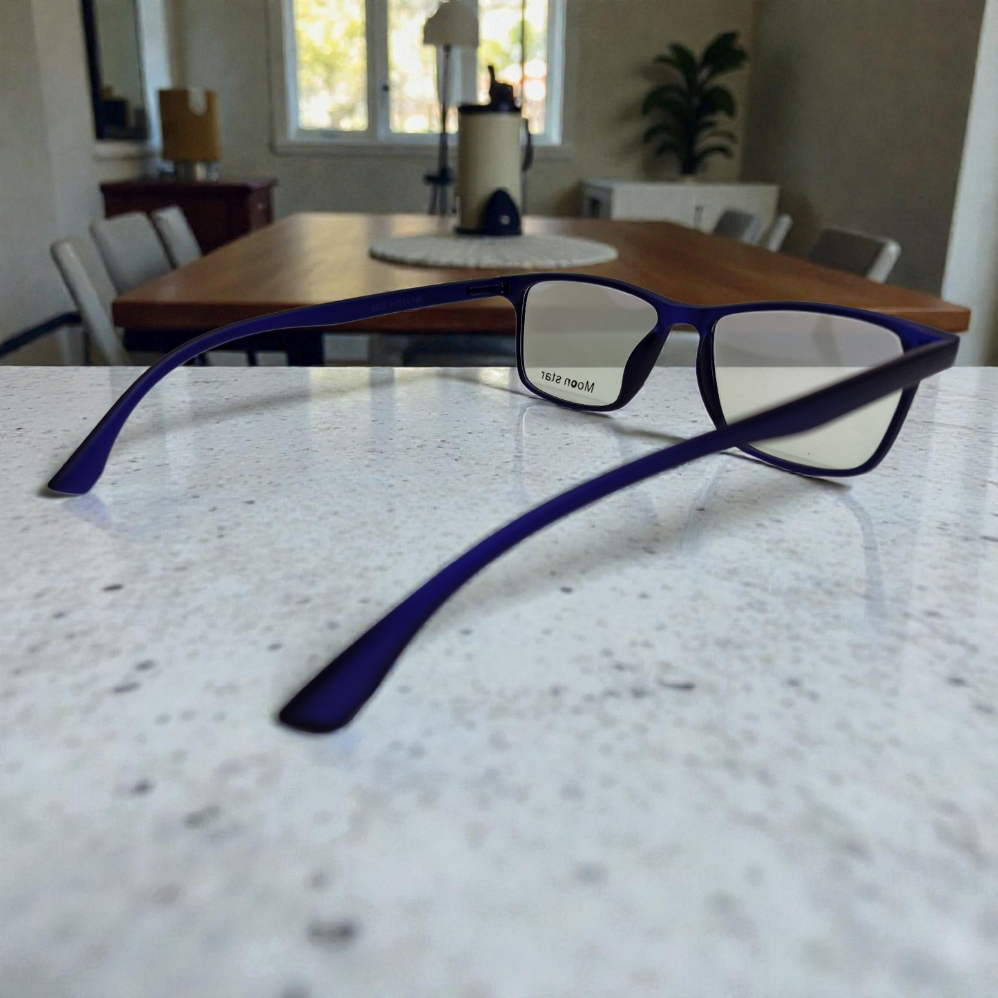 Moon Star "Azure Dusk" Premium Matte Navy Rectangular Eyeglasses : Lightweight Unisex Frames
