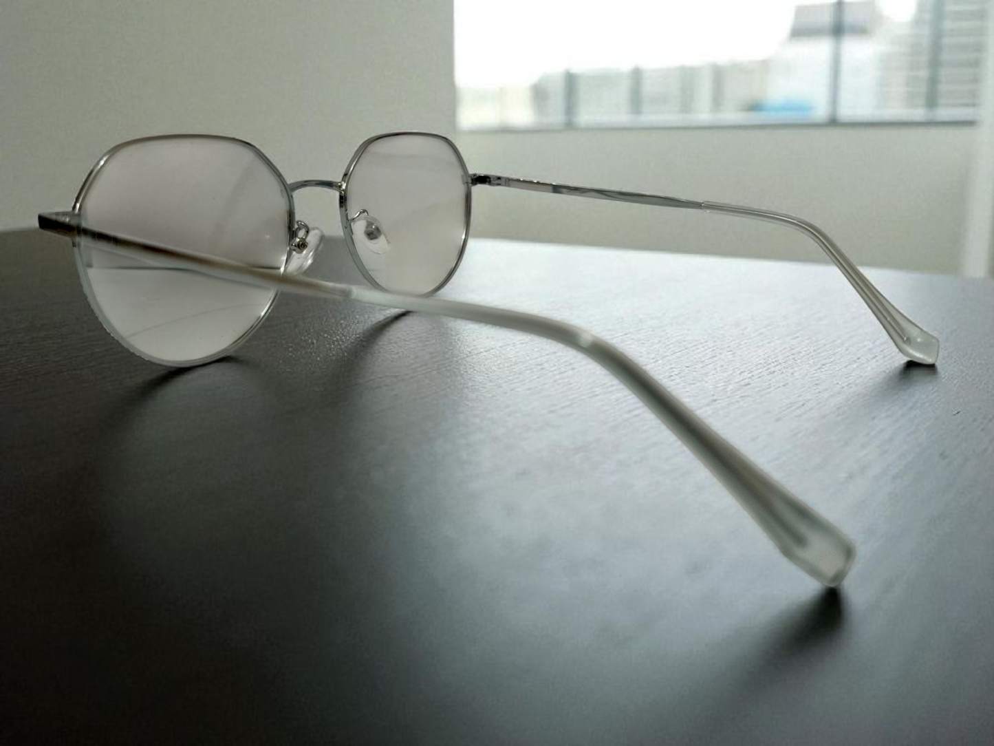 Geometric Glam: Silver Octagon Eyeglasses