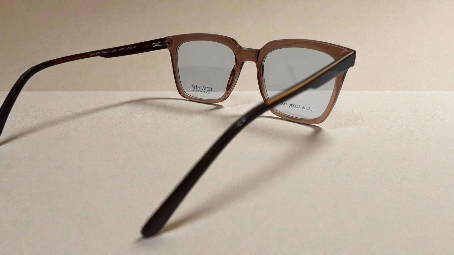 Tom Hill Inspired Premium Eyewear Crystal Tea Brown Geometric Frame - L8005