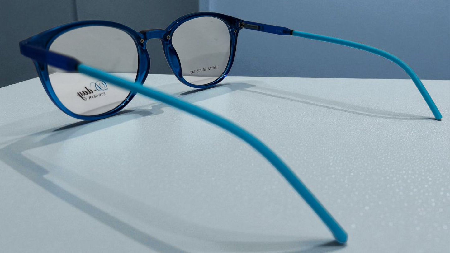 Trendy Two-Tone Blue Round Glasses • Modern Unisex Style