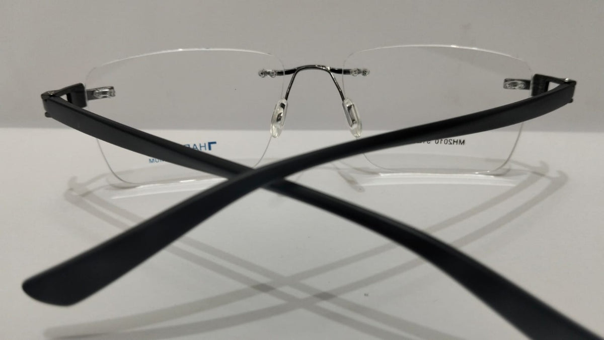 Rear view of Harisons MH2010 rimless eyeglasses