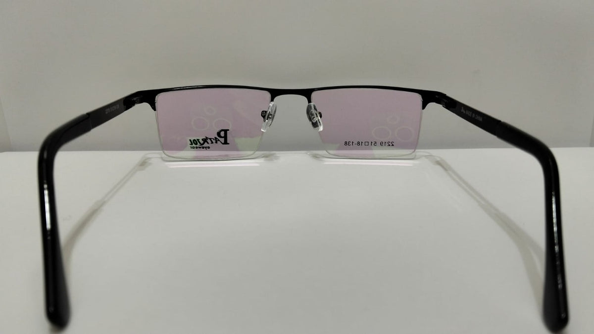 Rear view of Parvel black eyeglasses