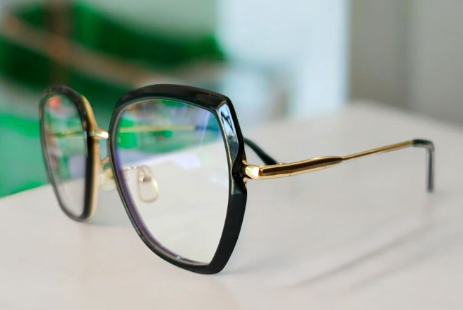 Chic Black and Gold Designer Eyeglasses