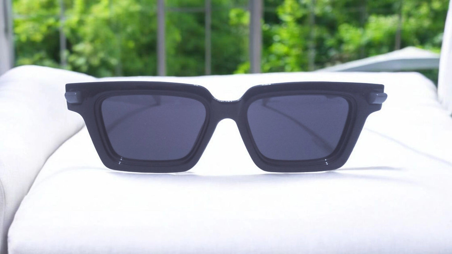 Marc Jacobs Bold Square Sunglasses - Black Frame with White Temples