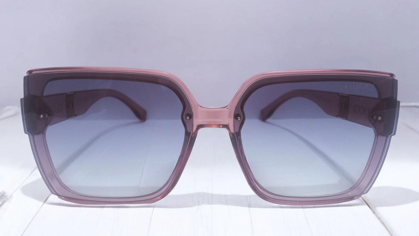 Gucci Oversized Transparent Pink Square Sunglasses