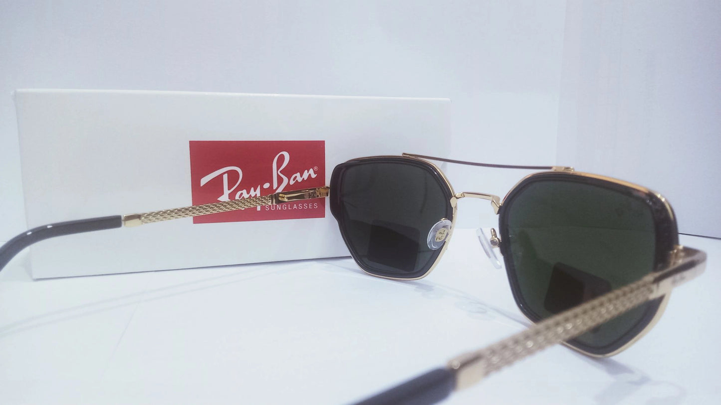 Luxury Ray-Ban Diamond Cut Sunglasses – Gold Frame & Polarized Lenses