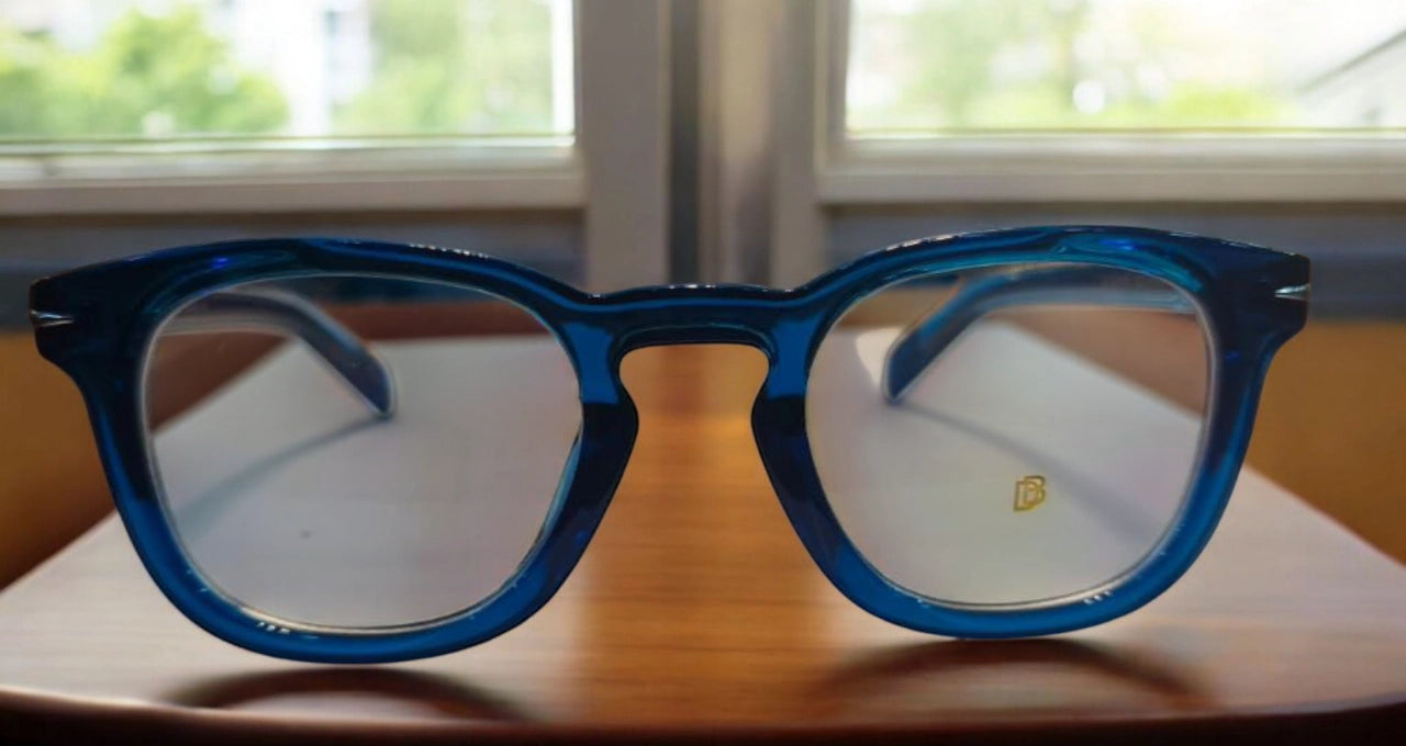 Bold Blue Transparent Eyeglasses – Modern Style with a Refreshing Edge