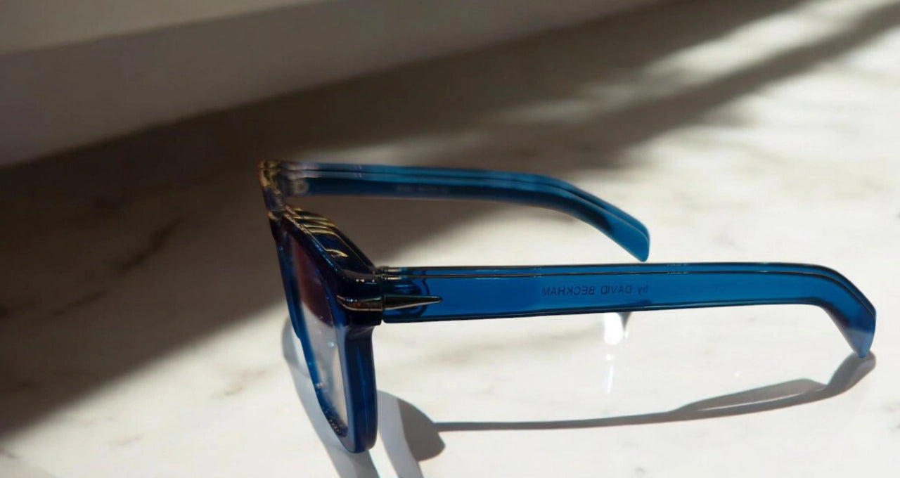 Bold Blue Transparent Eyeglasses – Modern Style with a Refreshing Edge