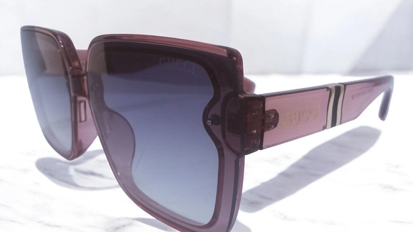 Gucci Oversized Transparent Pink Square Sunglasses