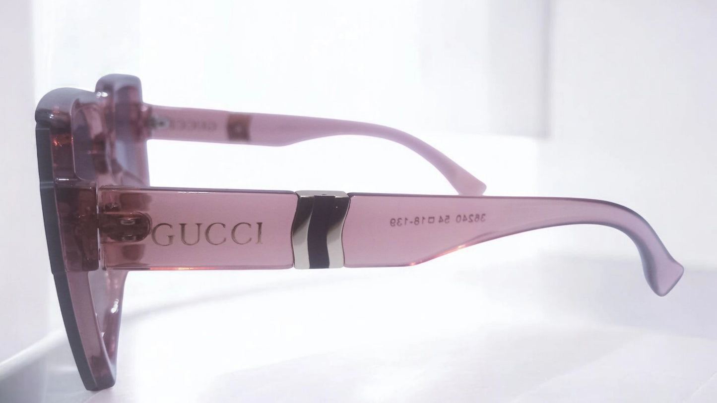 Gucci Oversized Transparent Pink Square Sunglasses