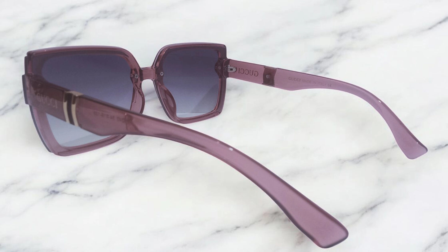 Gucci Oversized Transparent Pink Square Sunglasses
