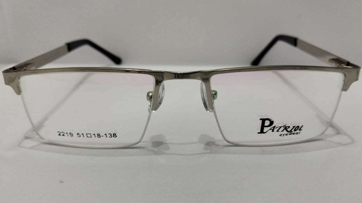 Patriol 2219 silver semi-rimless eyeglass frame, front view