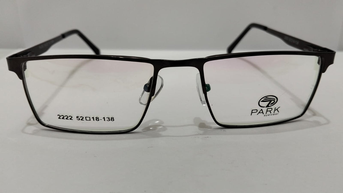 Front view of black PARK 2222 semi-rimless metal eyeglasses
