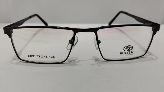 Front view of black PARK 2222 semi-rimless metal eyeglasses