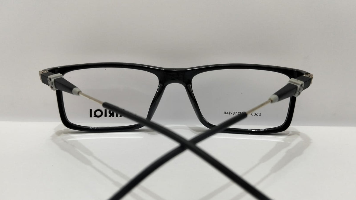 Top view of black full-rim AIRIQI 55607 optical frame