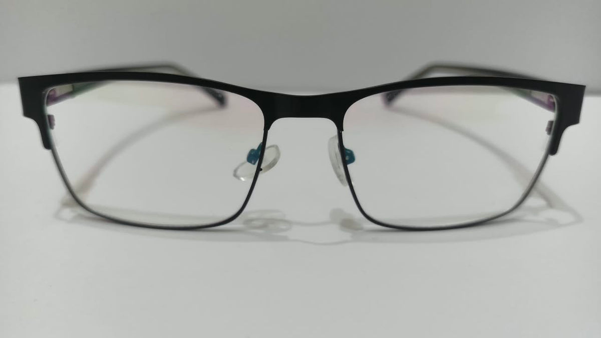 Front view showing the rectangular lenses and adjustable nose pads