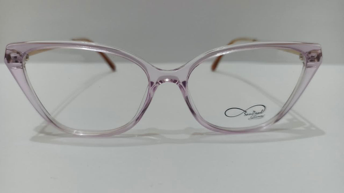 Front view of pinkish-purple full-rim eyeglasses