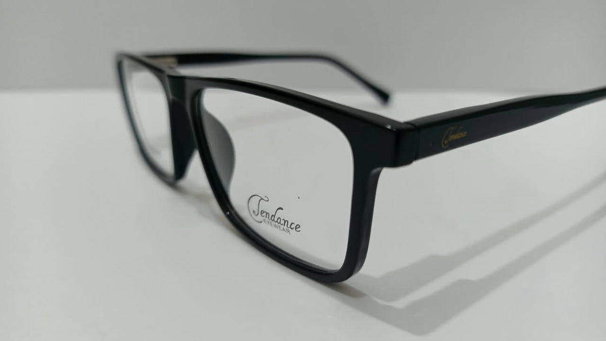 Side angled view of black Tendence T2204 rectangular glasses