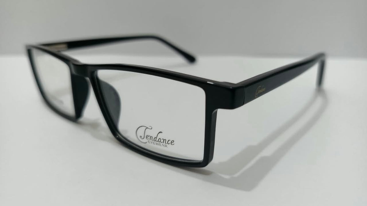 Three-quarter view of black Tendence T2225 rectangular glasses