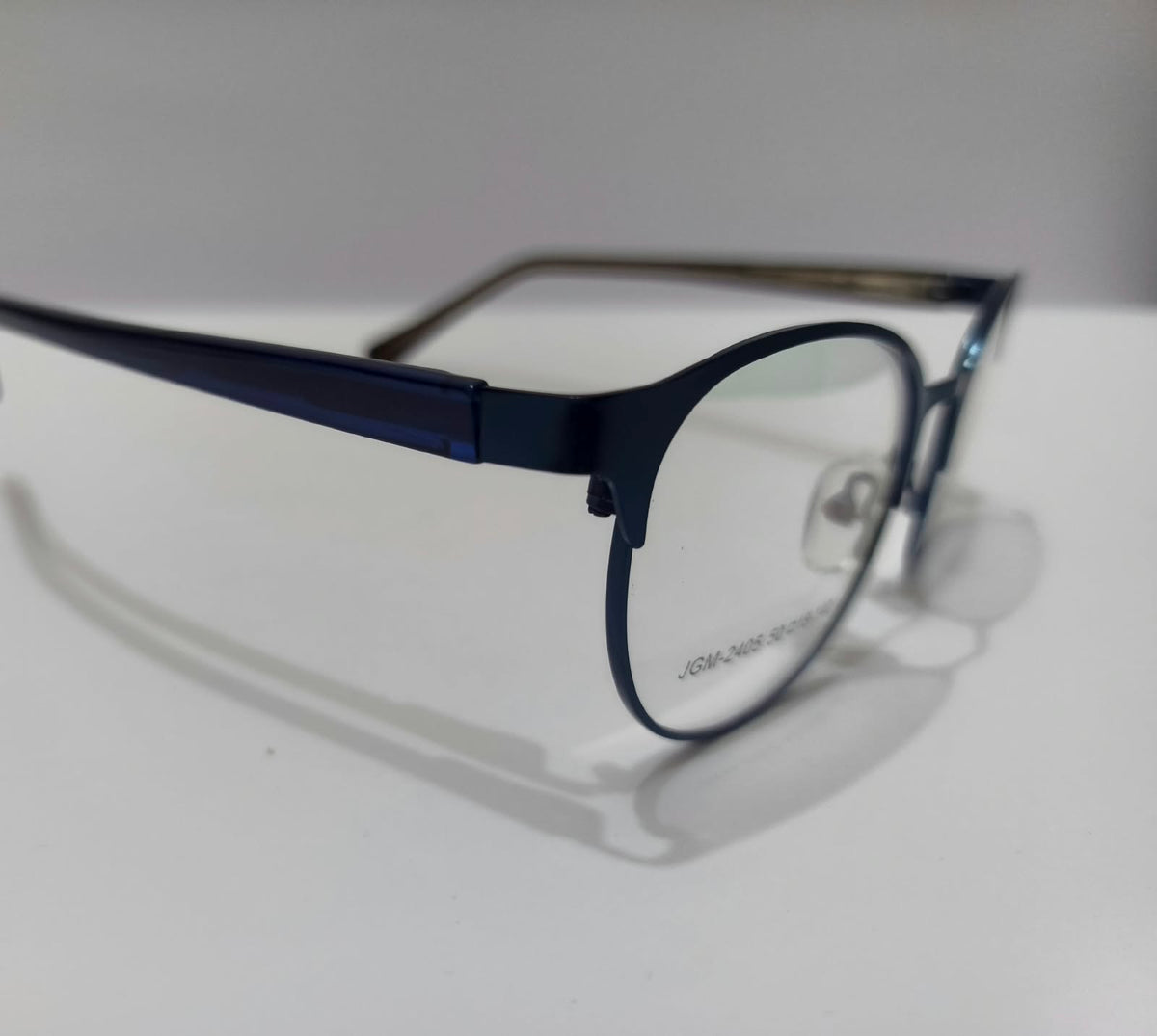 Jigal JGM-2405 navy blue unisex round prescription eyeglasses frame, size 50-18-140