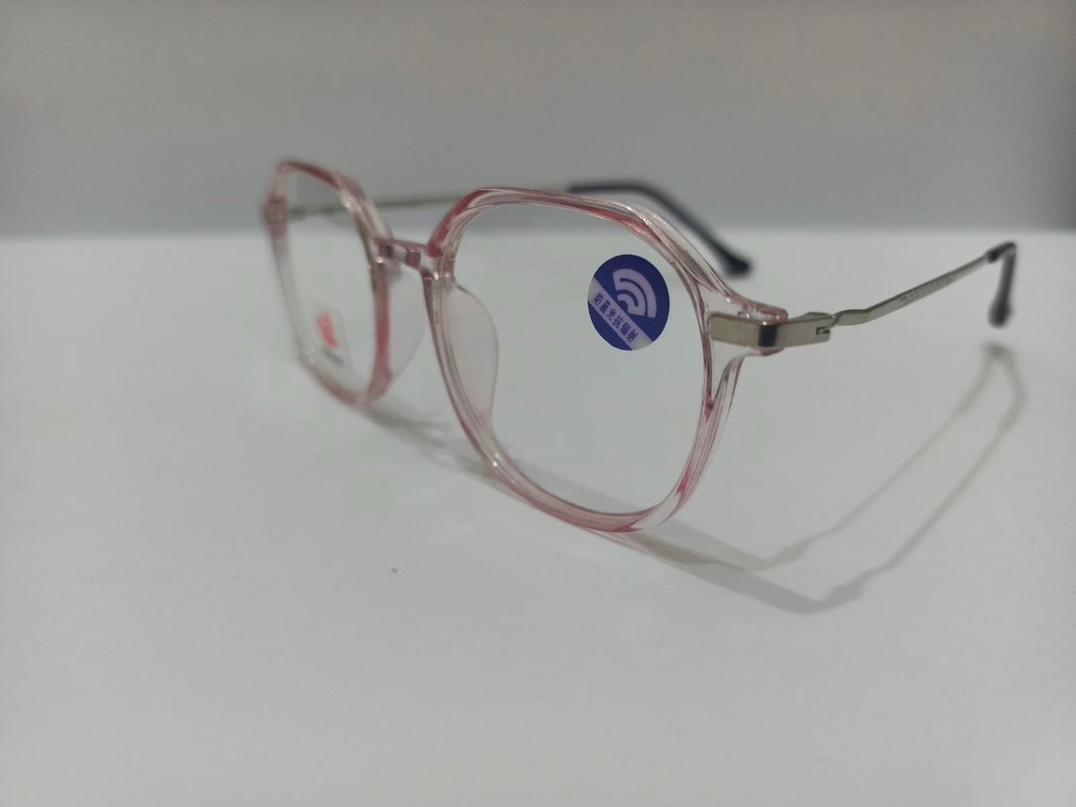 Apolo ladies crystal pink geometric prescription eyeglasses, size 51-18-136