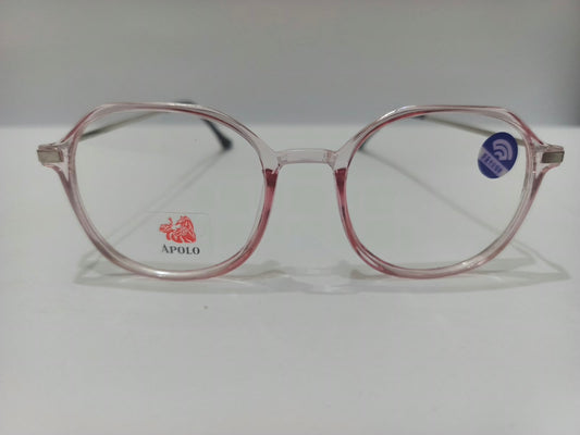 Apolo ladies crystal pink geometric prescription eyeglasses, size 51-18-136