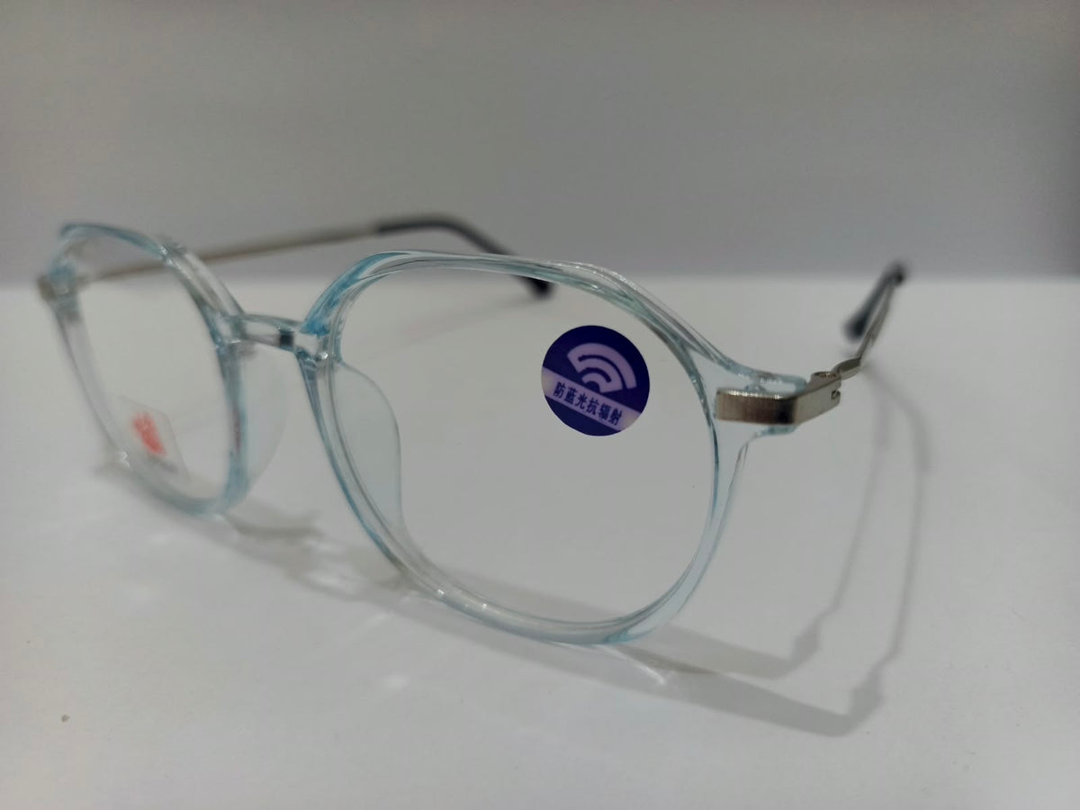 Apolo crystal sky blue geometric unisex prescription eyeglasses, size 51-18-136