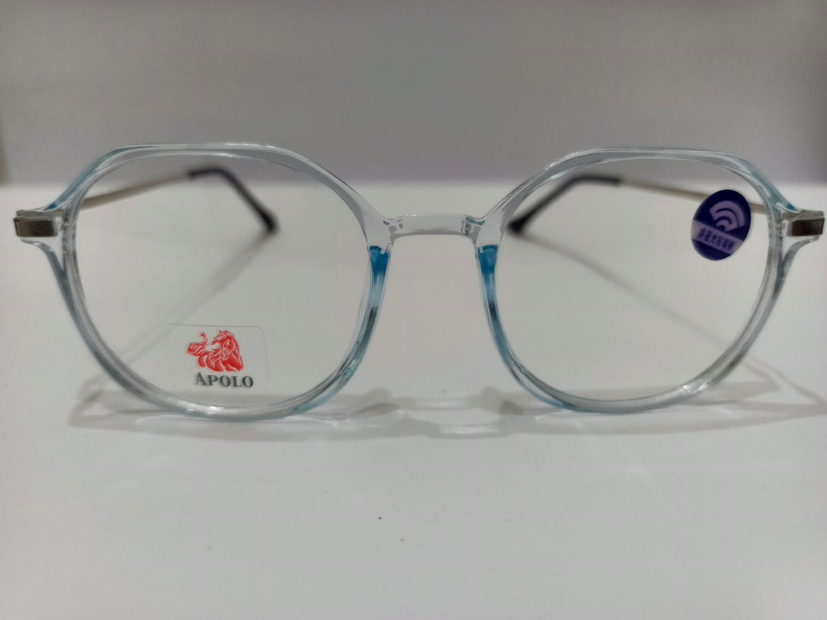 Apolo crystal sky blue geometric unisex prescription eyeglasses, size 51-18-136