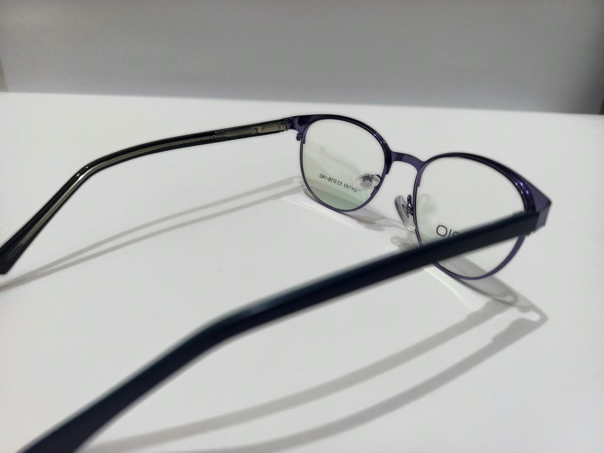 BRIO dark blue-violet round unisex prescription eyeglasses frame