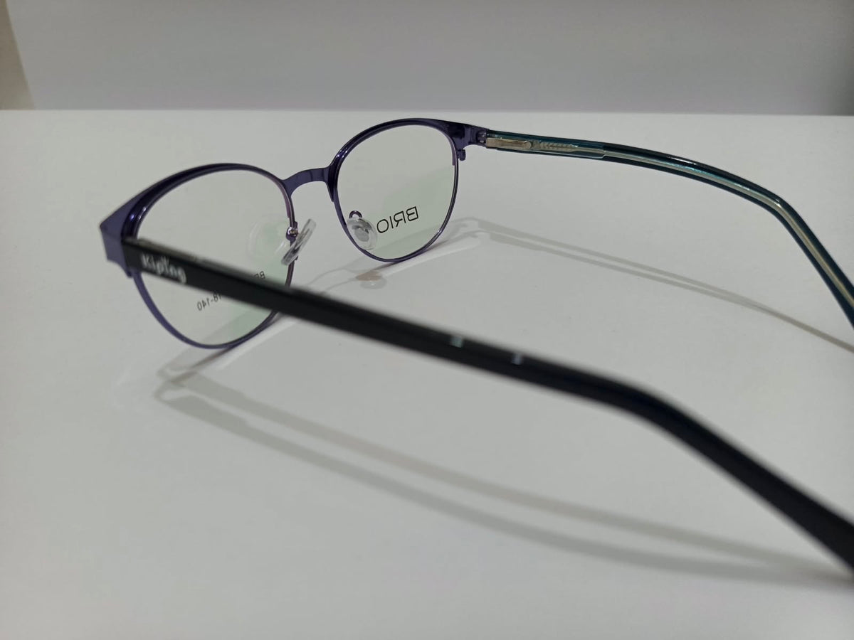 BRIO dark blue-violet round unisex prescription eyeglasses frame