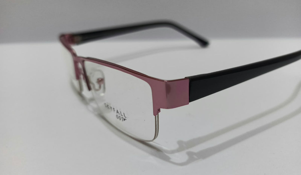 SKYFALL SK6602 rose pink frame and black temple, angled view
