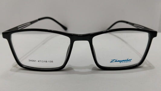 Black rectangular prescription eyeglasses front view