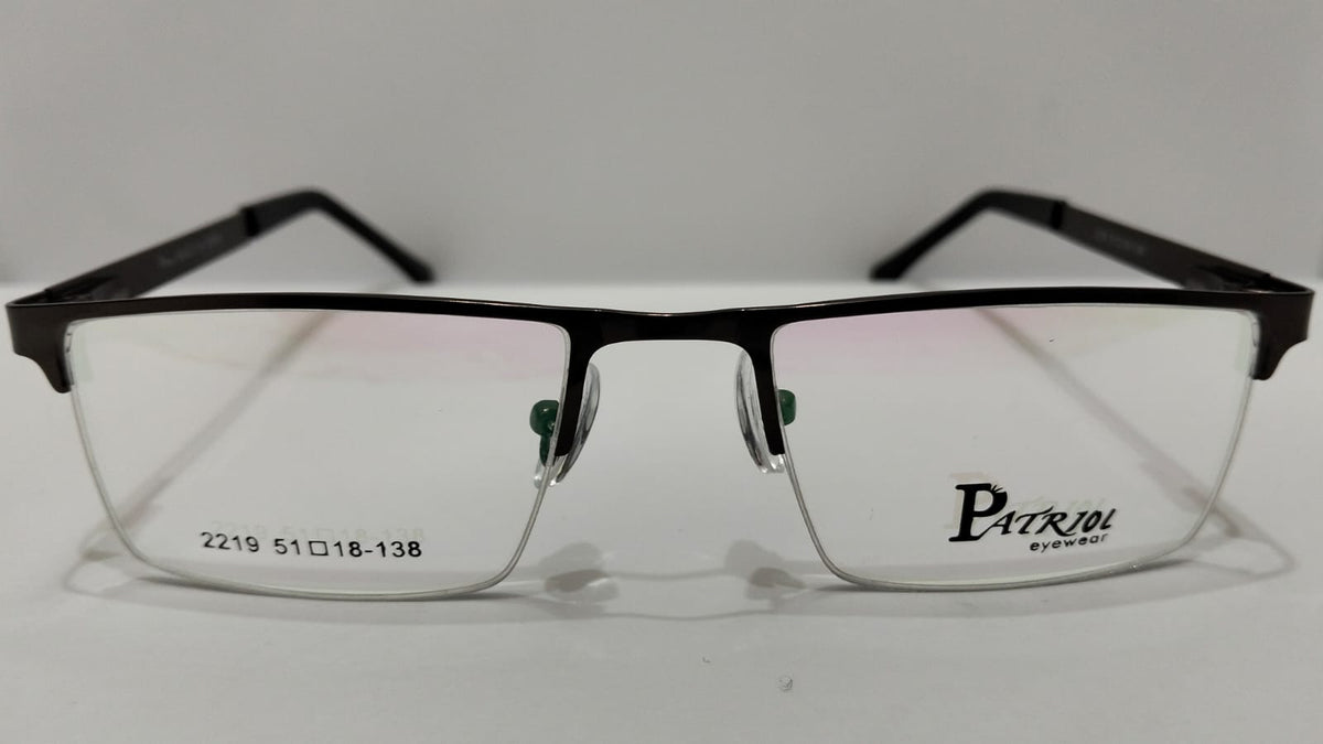 Front view of Patriol 2219 black semi-rimless eyeglasses