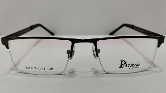 Front view of Patriol 2219 black semi-rimless eyeglasses