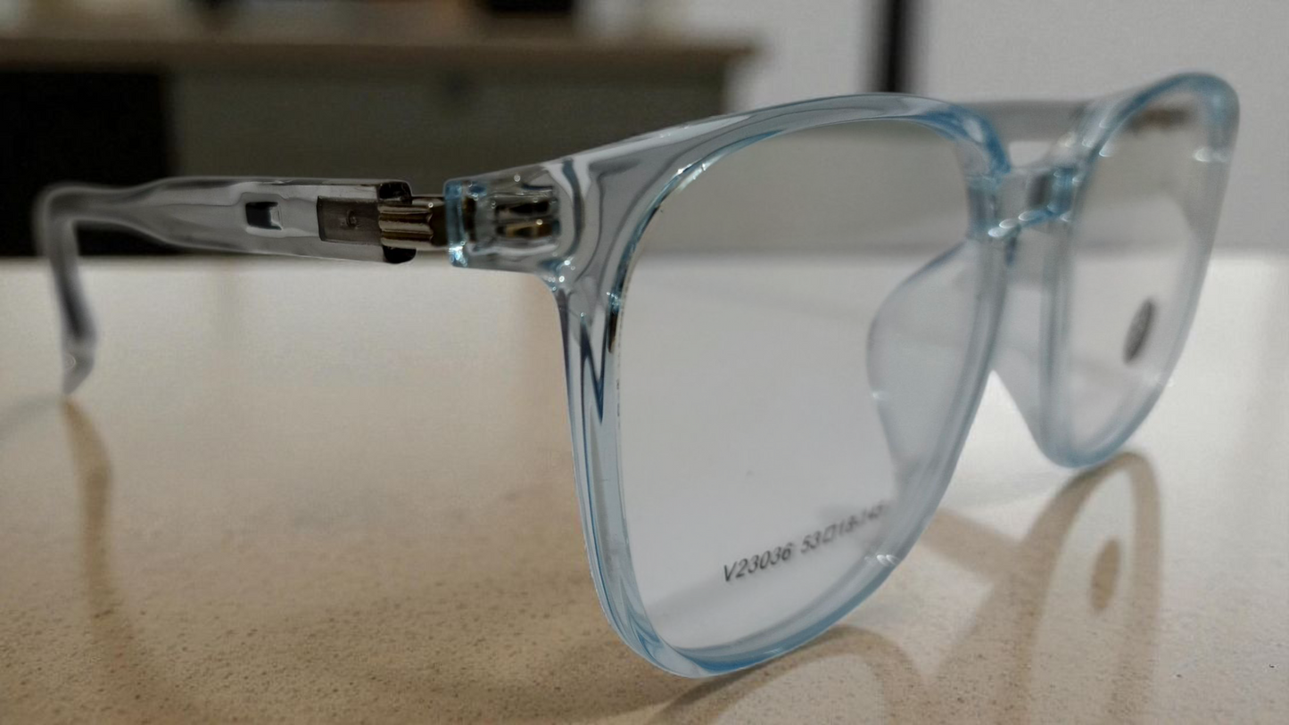 Crystal Clear Silver Bluish Unisex Eyeglasses – Lightweight Transparent Frame by Bird Eye Optics