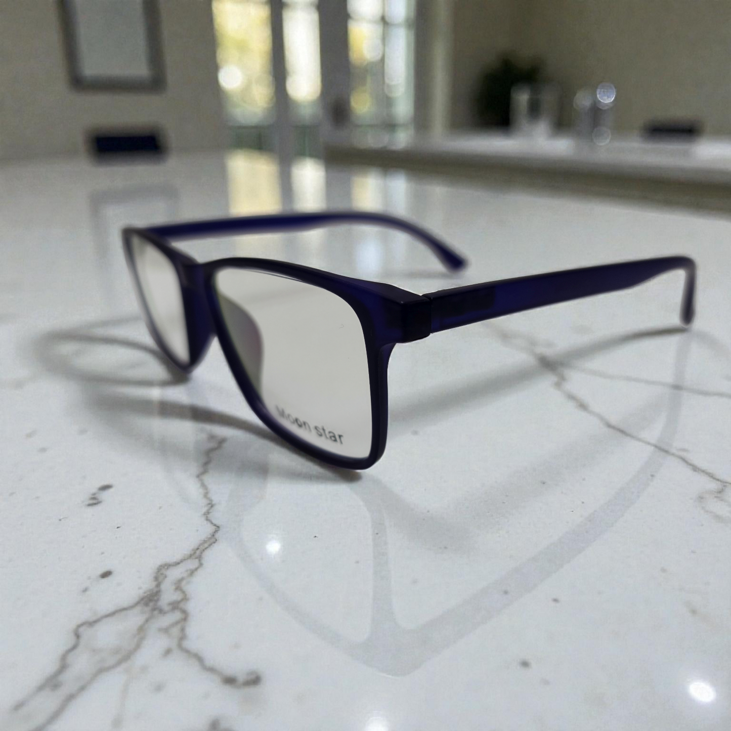 Moon Star "Azure Dusk"  Premium Matte Navy Rectangular Eyeglasses : Lightweight Unisex Frames