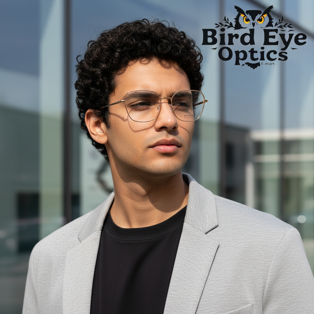 Luxury Golden Metal Frame Eyeglasses : UltraLight UV400 Clear Lens (Unisex Fashion Frame)