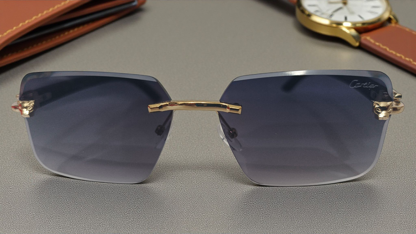 Cartier inspired Rimless Golden sunglasses by Bird Eye Optics